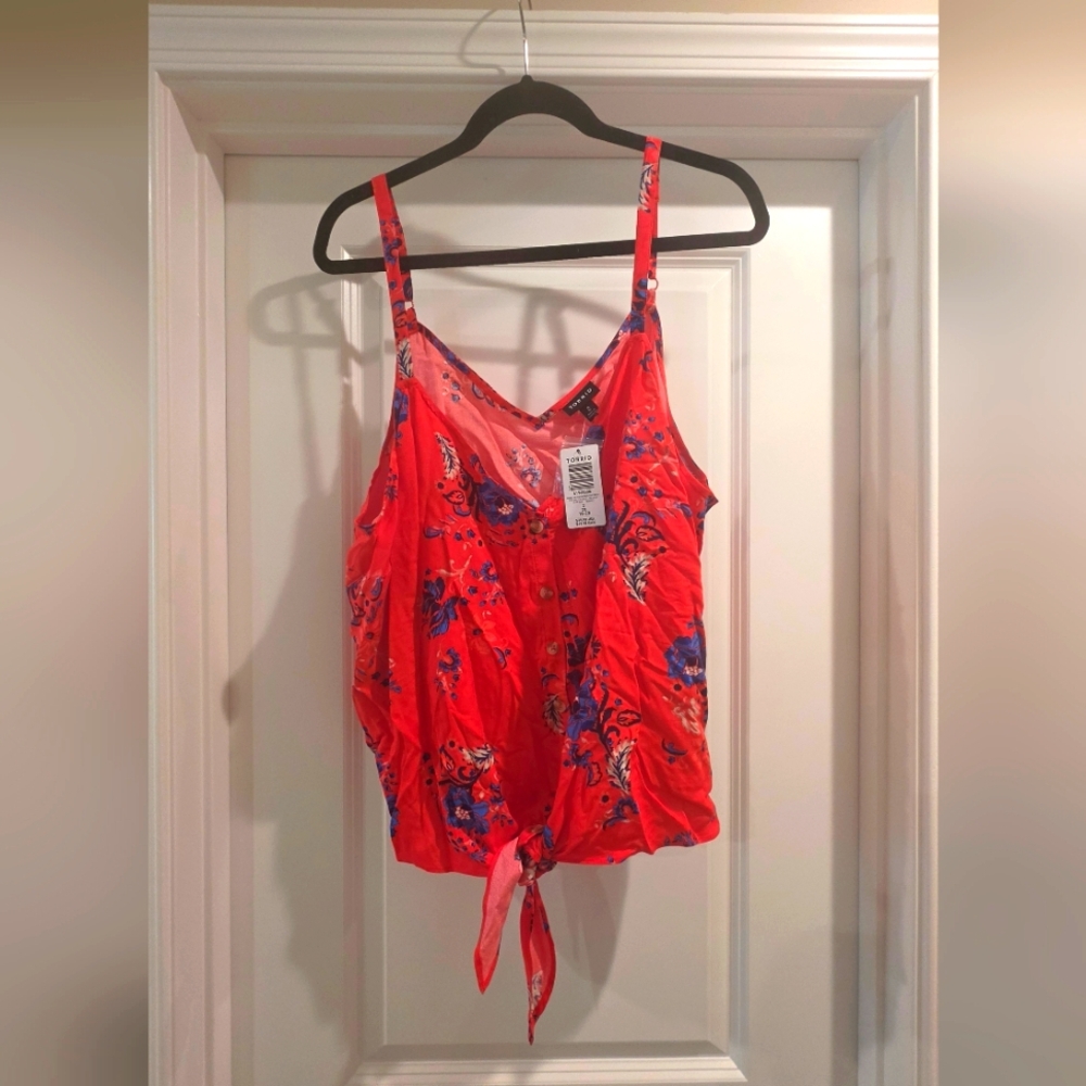 Torrid Bright Floral Tie-Front Tank Top - Red